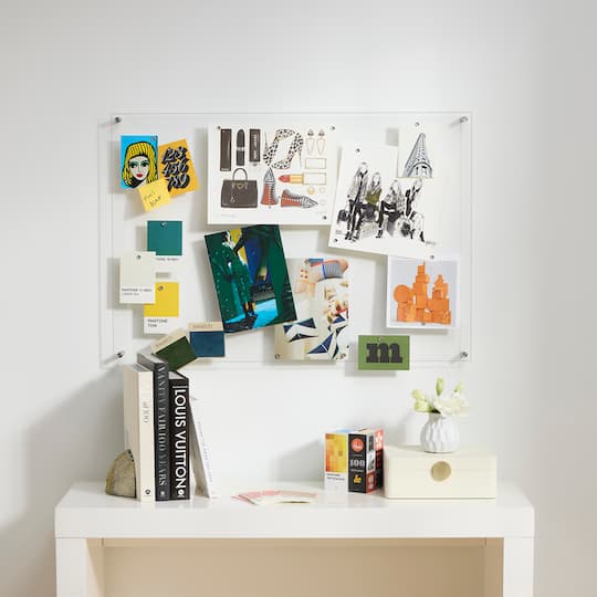 Wexel Art Easy Change Memo Board + Magnets with Silver Hardware